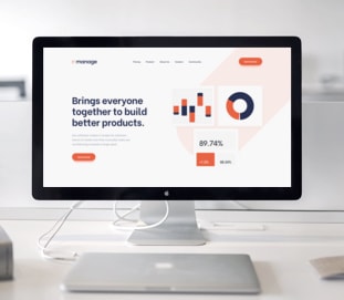 Manage landing page on a desktop monitor, one of Alex’s projects